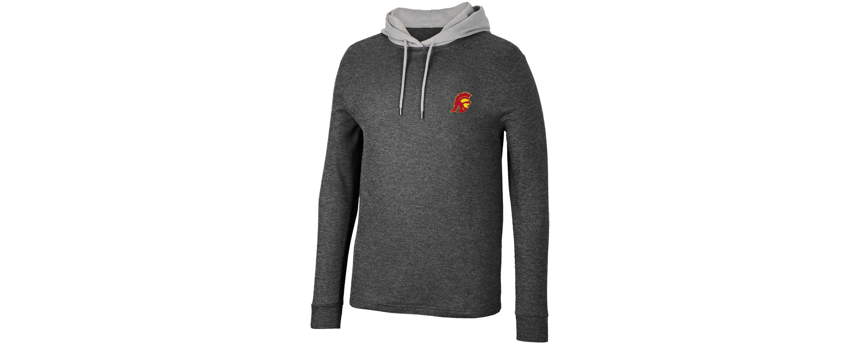 NCAA USC Trojans Ballot Waffle-Knit Thermal Long Sleeve Hoodie T-Shirt