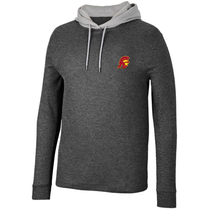 NCAA USC Trojans Ballot Waffle-Knit Thermal Long Sleeve Hoodie T-Shirt
