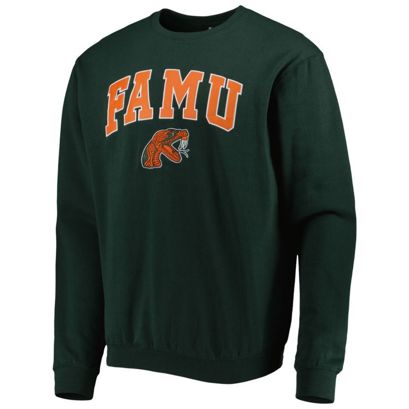NCAA Florida A&M Rattlers Arch Over Logo Pullover Sweatshirt