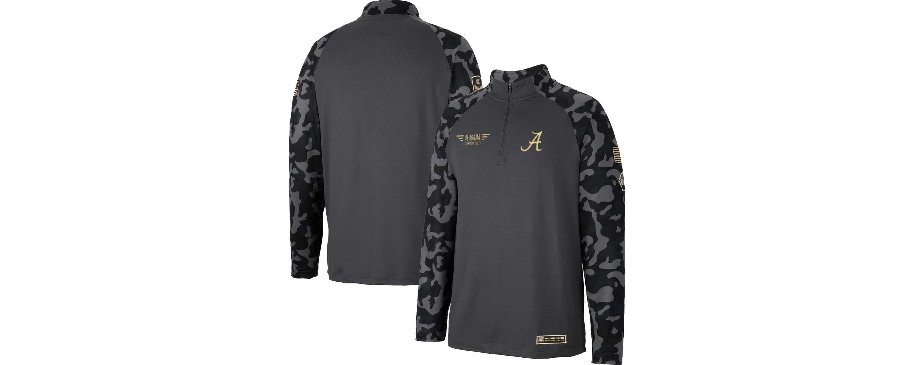 Alabama Crimson Tide NCAA Alabama Tide OHT Military Appreciation Long Range Raglan Quarter-Zip Jacket