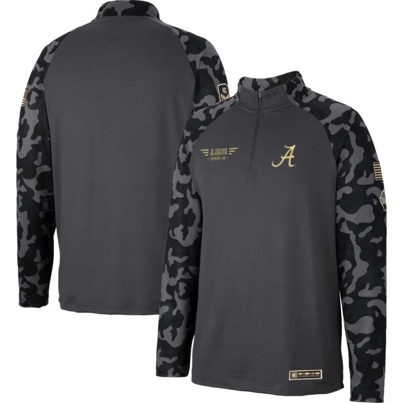 Alabama Crimson Tide NCAA Alabama Tide OHT Military Appreciation Long Range Raglan Quarter-Zip Jacket