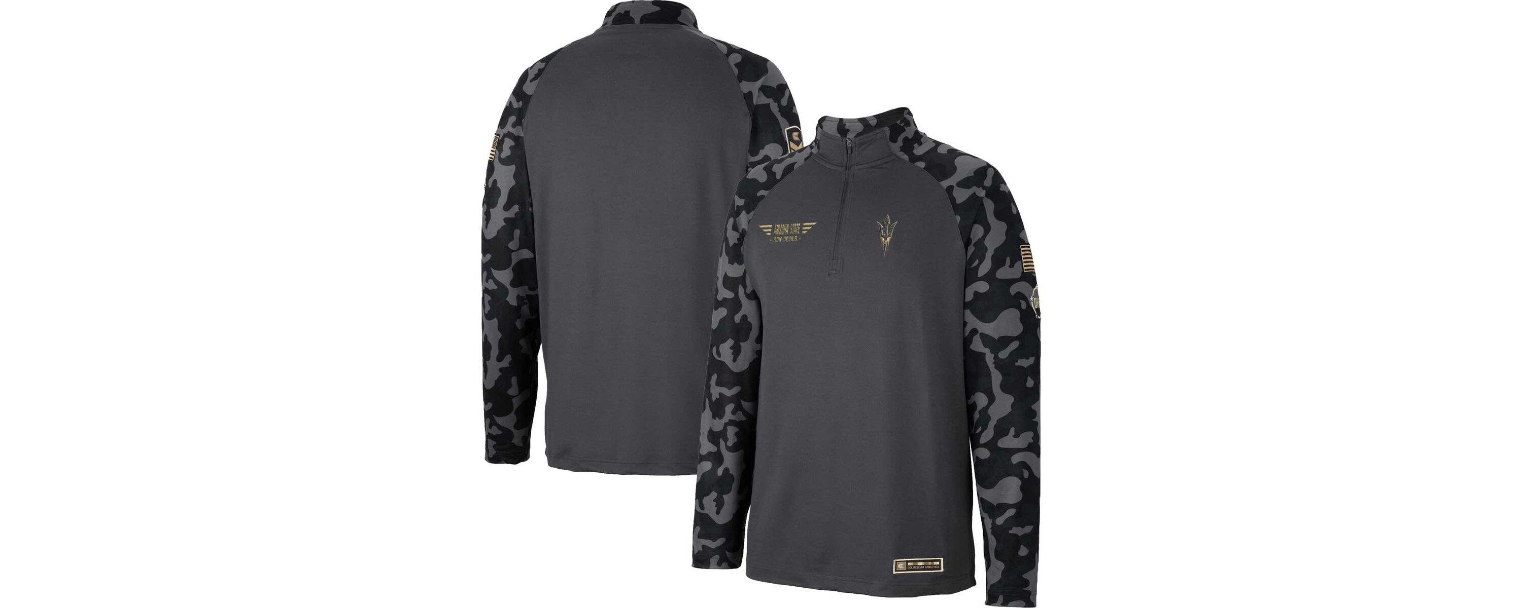 NCAA Arizona State Sun Devils OHT Military Appreciation Long Range Raglan Quarter-Zip Jacket