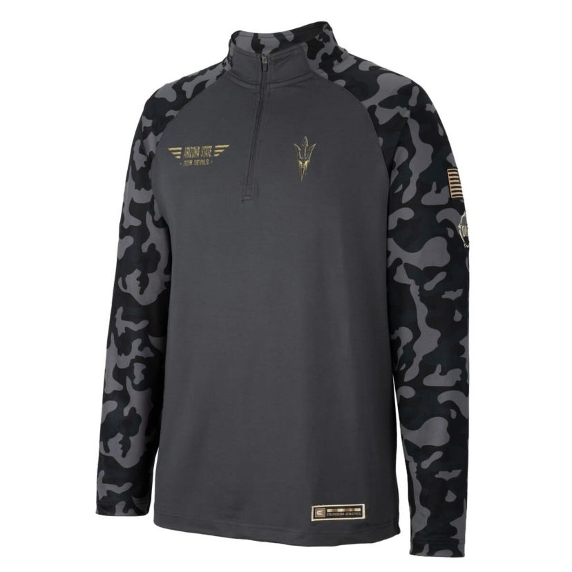 NCAA Arizona State Sun Devils OHT Military Appreciation Long Range Raglan Quarter-Zip Jacket