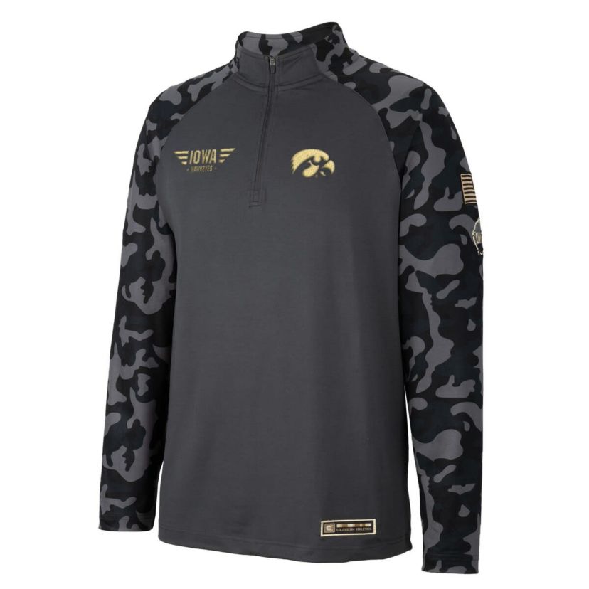 NCAA Iowa Hawkeyes OHT Military Appreciation Long Range Raglan Quarter-Zip Jacket