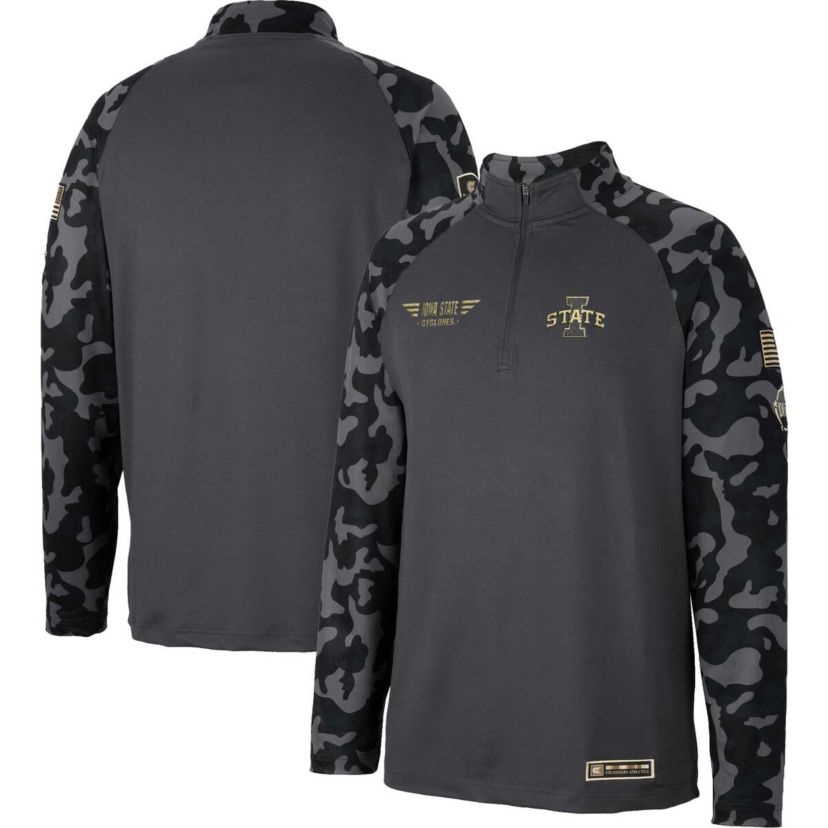 NCAA Iowa State Cyclones OHT Military Appreciation Long Range Raglan Quarter-Zip Jacket