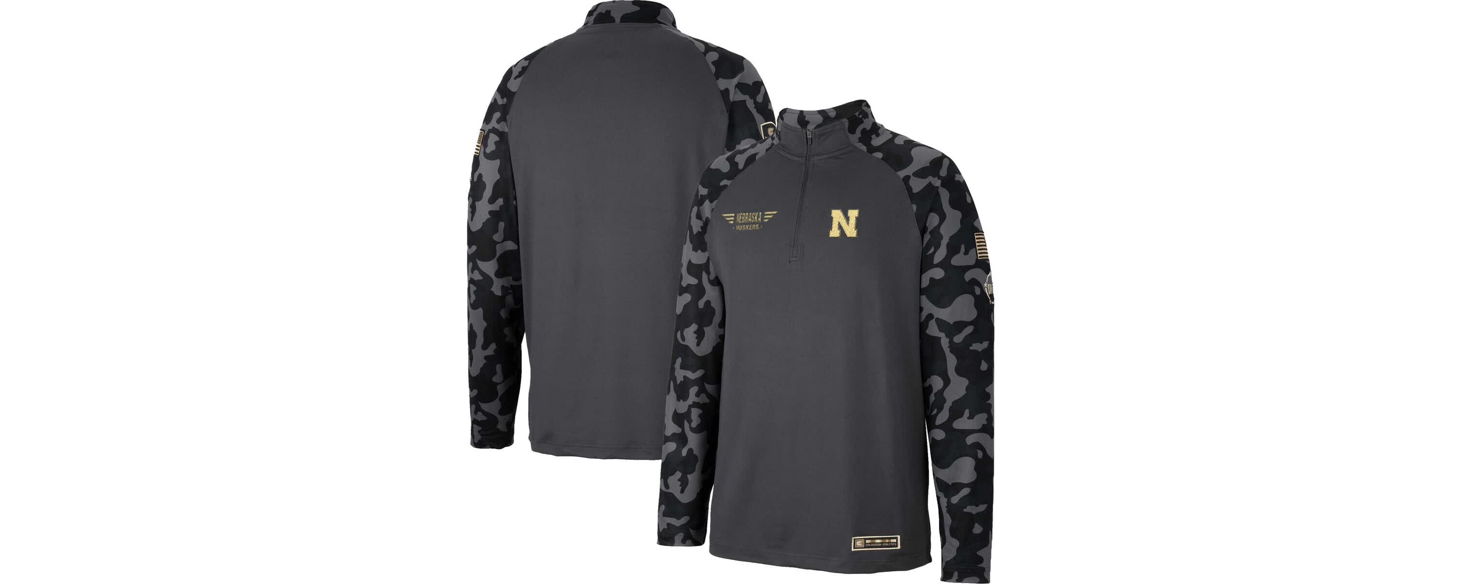 NCAA Nebraska Huskers OHT Military Appreciation Long Range Raglan Quarter-Zip Jacket