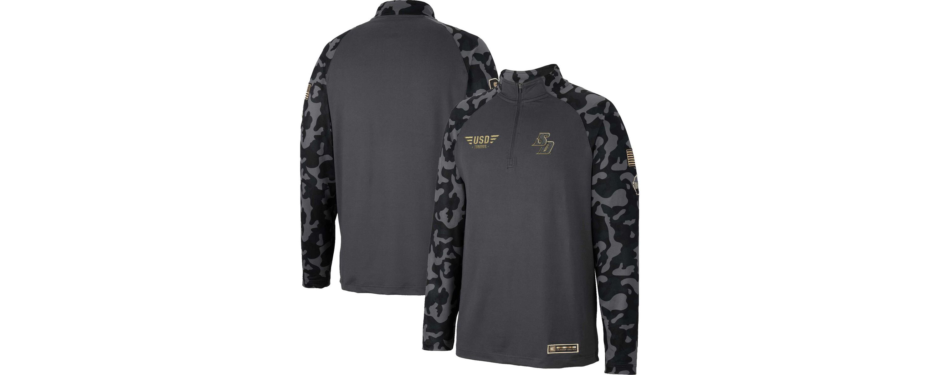NCAA San Diego Toreros OHT Military Appreciation Long Range Raglan Quarter-Zip Jacket