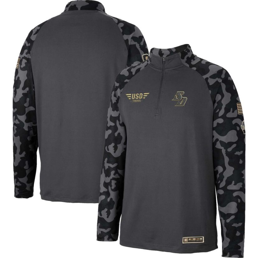 NCAA San Diego Toreros OHT Military Appreciation Long Range Raglan Quarter-Zip Jacket