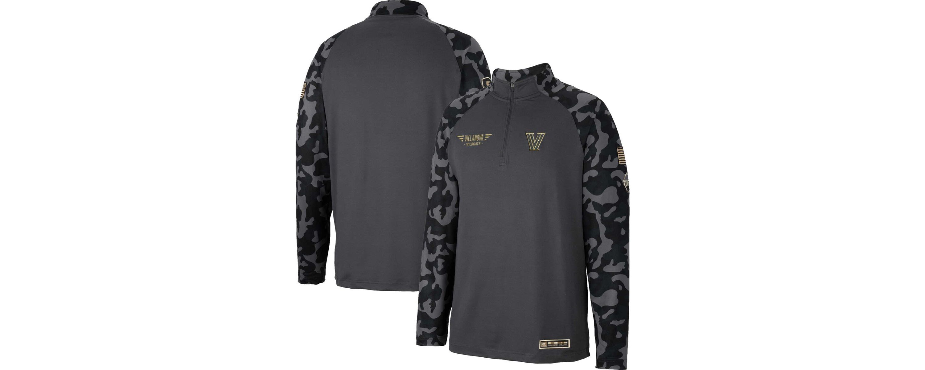 NCAA Villanova Wildcats OHT Military Appreciation Long Range Raglan Quarter-Zip Jacket