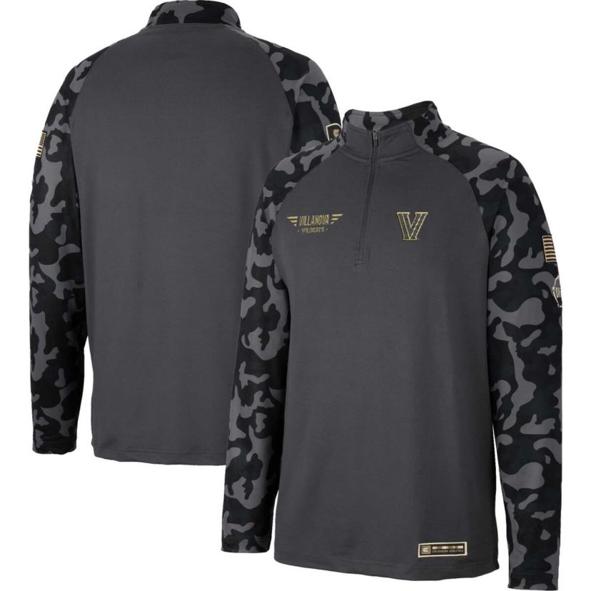 NCAA Villanova Wildcats OHT Military Appreciation Long Range Raglan Quarter-Zip Jacket