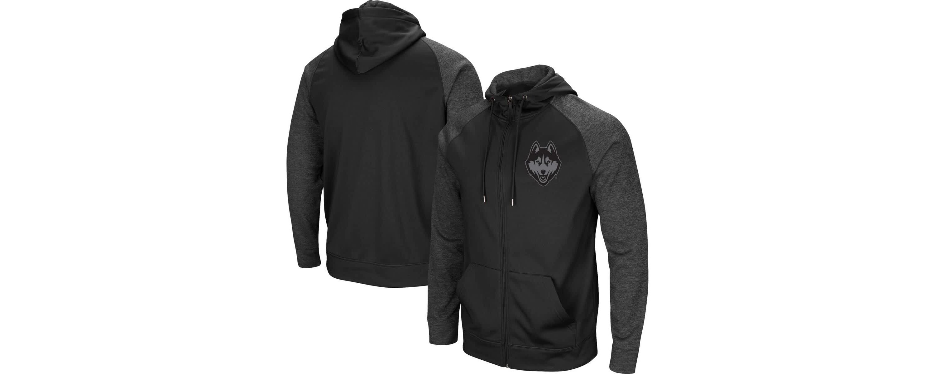 Connecticut Huskies NCAA UConn Huskies Blackout 3.0 Tonal Raglan Full-Zip Hoodie