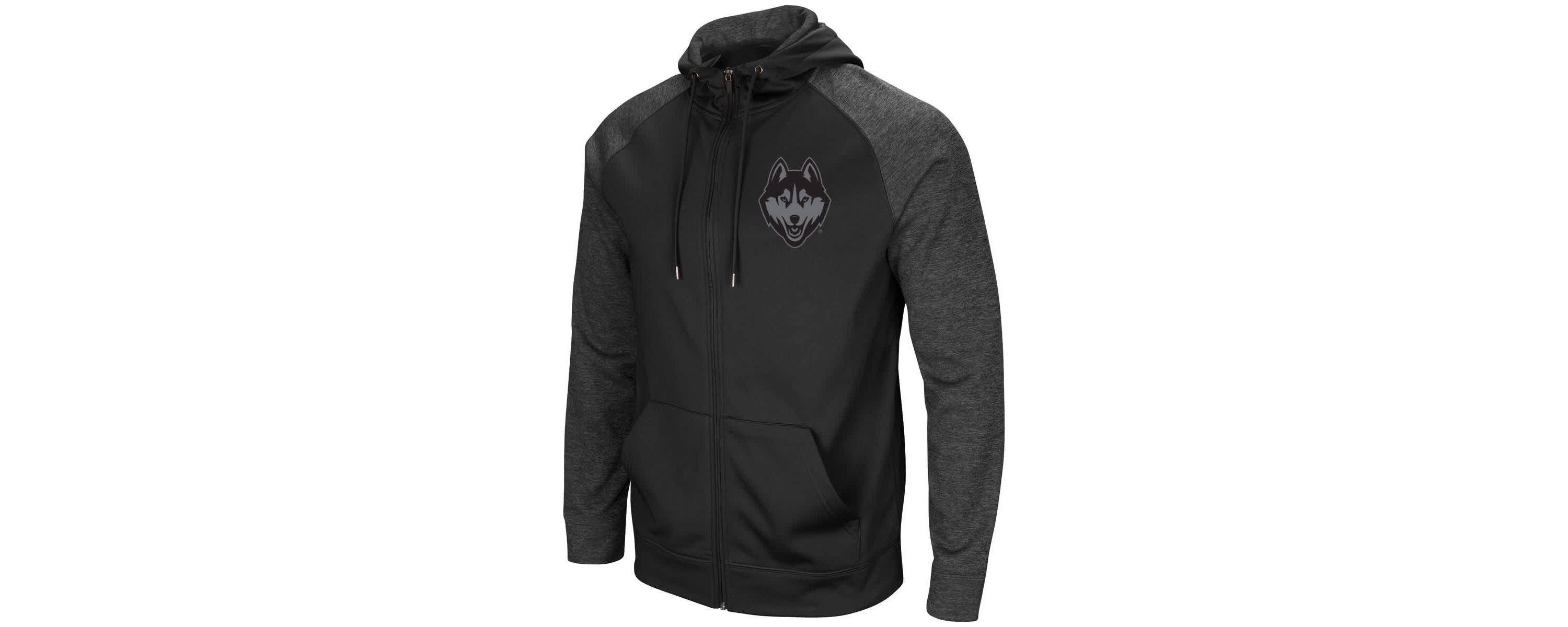 Connecticut Huskies NCAA UConn Huskies Blackout 3.0 Tonal Raglan Full-Zip Hoodie