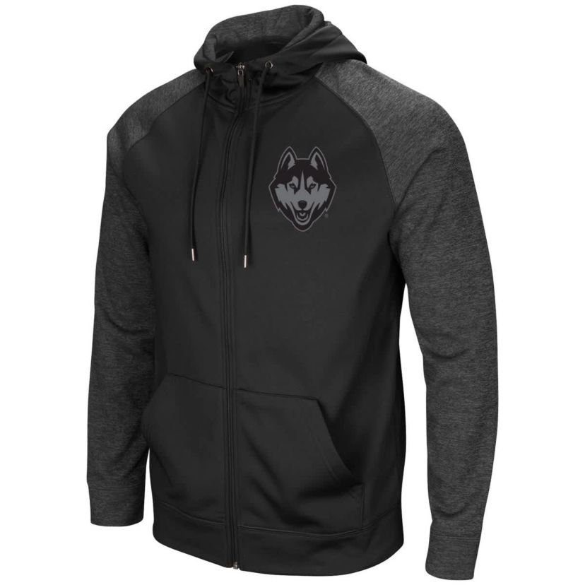 Connecticut Huskies NCAA UConn Huskies Blackout 3.0 Tonal Raglan Full-Zip Hoodie