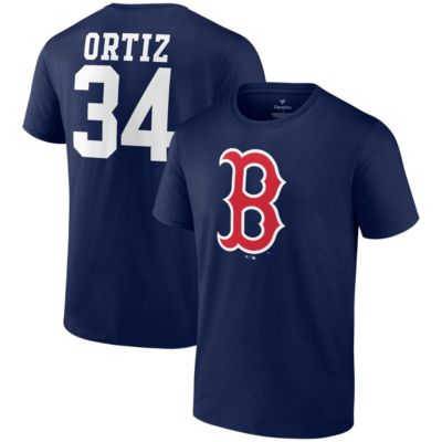 Fanatics Men's Boston Red Sox MLB David Ortiz Boston Sox Logo Graphic T-Shirt, Navy Blue, Small