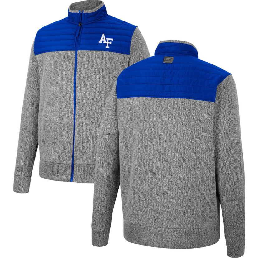 NCAA Gray/Royal Air Force Falcons Putter Herringbone Full-Zip Jacket