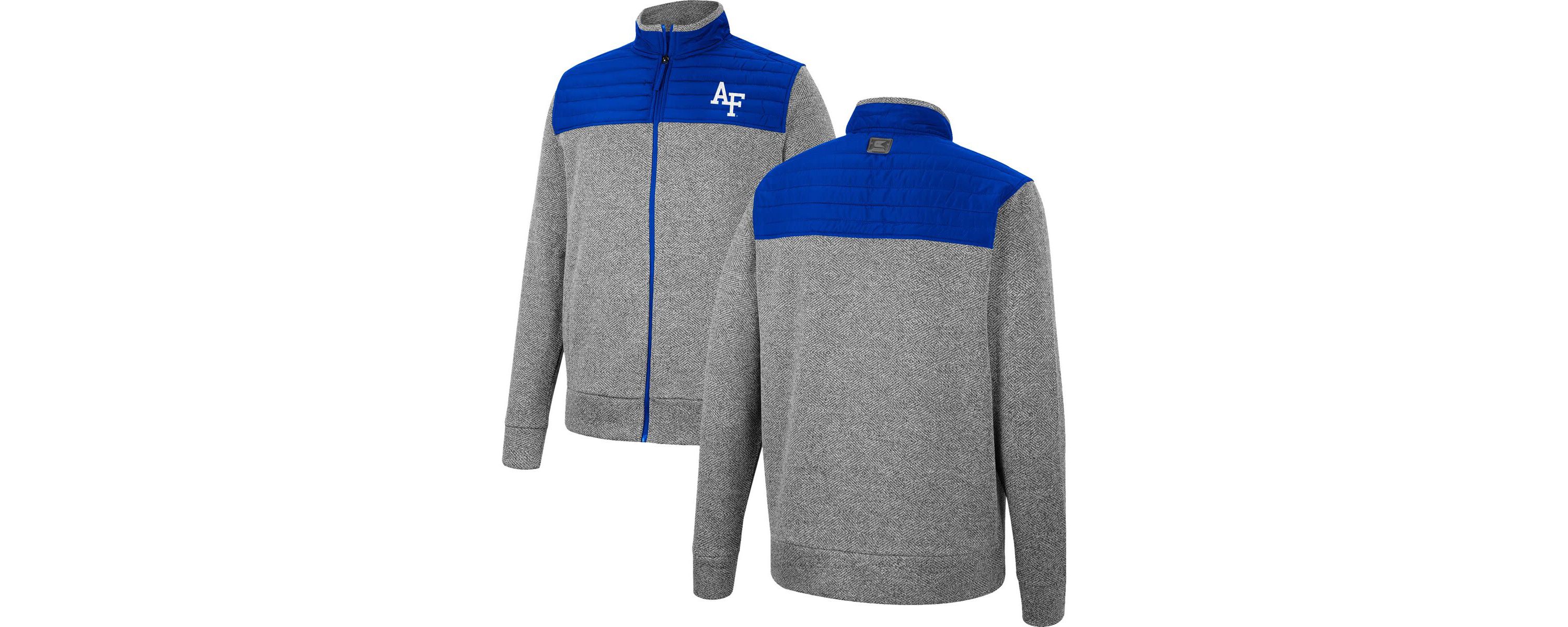 NCAA Gray/Royal Air Force Falcons Putter Herringbone Full-Zip Jacket