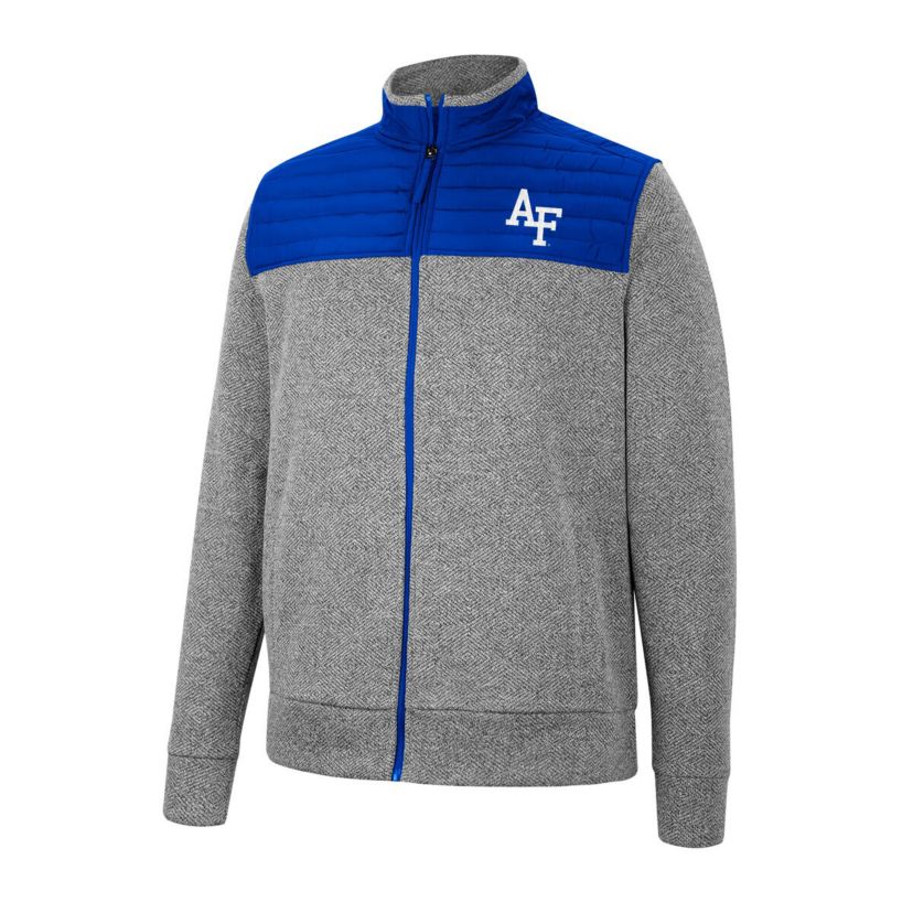 NCAA Gray/Royal Air Force Falcons Putter Herringbone Full-Zip Jacket