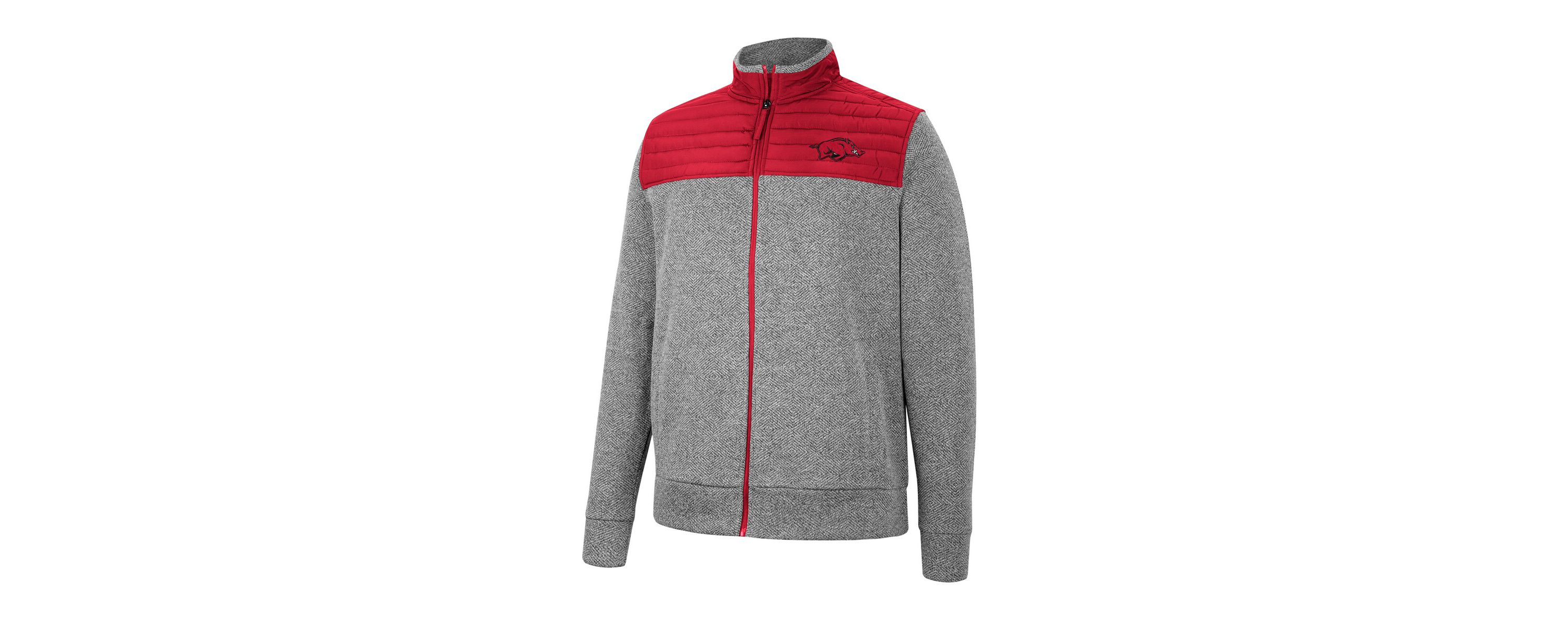 NCAA Gray/Cardinal Arkansas Razorbacks Putter Herringbone Full-Zip Jacket