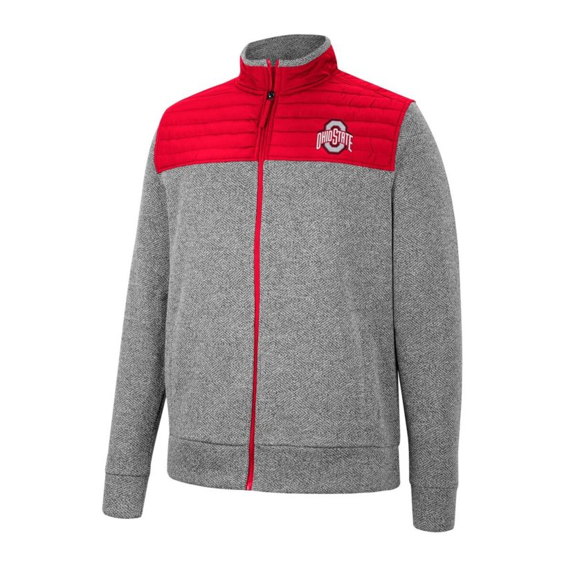 NCAA Gray/Scarlet Ohio State Buckeyes Putter Herringbone Full-Zip Jacket