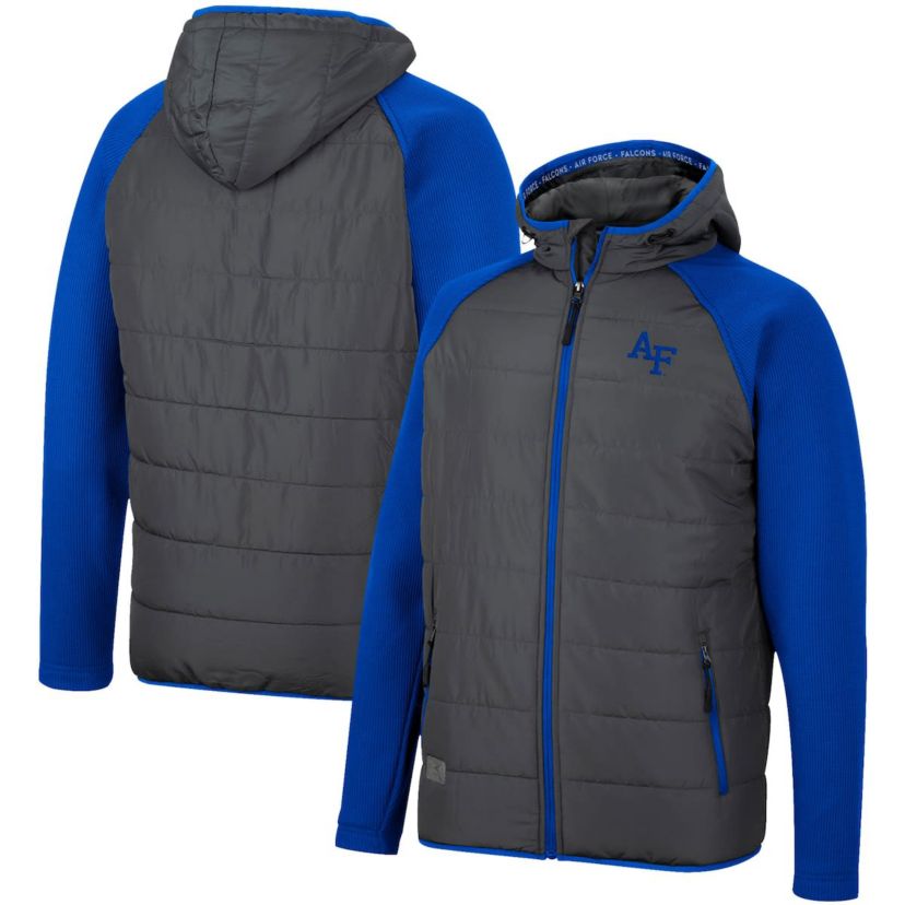 NCAA Charcoal/Royal Air Force Falcons Good On You Raglan Full-Zip Jacket