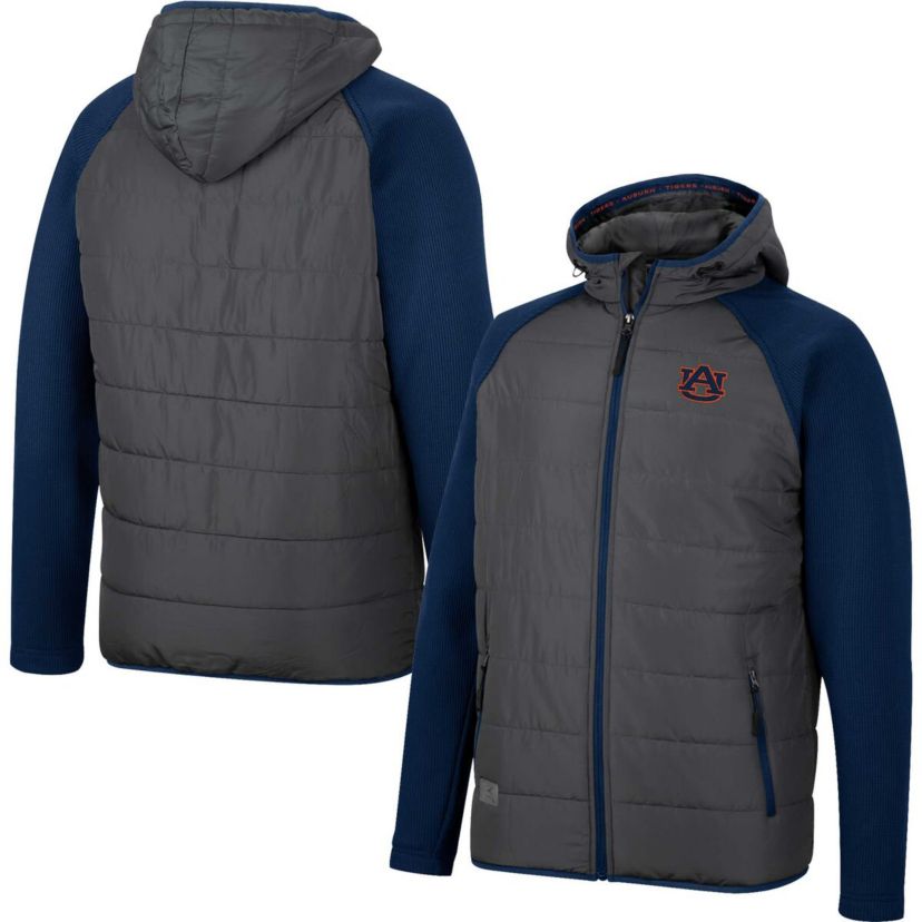 NCAA Charcoal/Navy Auburn Tigers Good On You Raglan Full-Zip Jacket