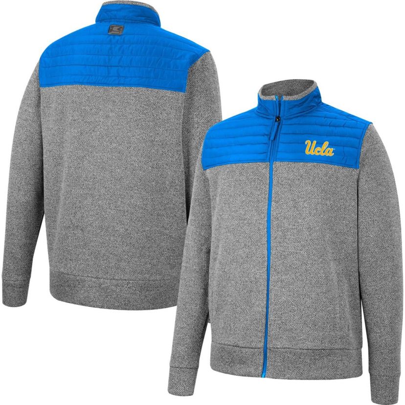 NCAA Charcoal/Blue UCLA Bruins Putter Herringbone Full-Zip Jacket