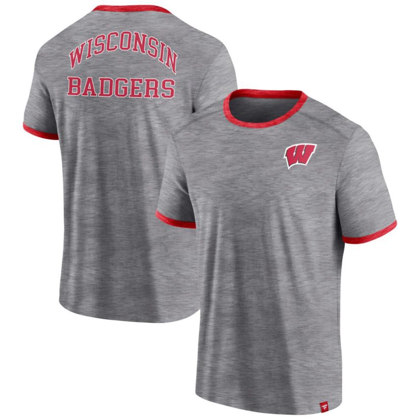 NCAA Fanatics Wisconsin Badgers Classic Stack Ringer T-Shirt