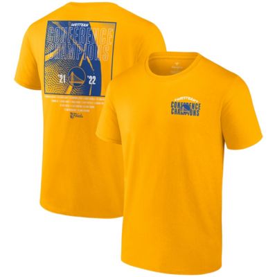 Men's NBA Fanatics Golden State Warriors 2022 Western Conference s Balanced Attack Roster T-Shirt, Gold, Large
