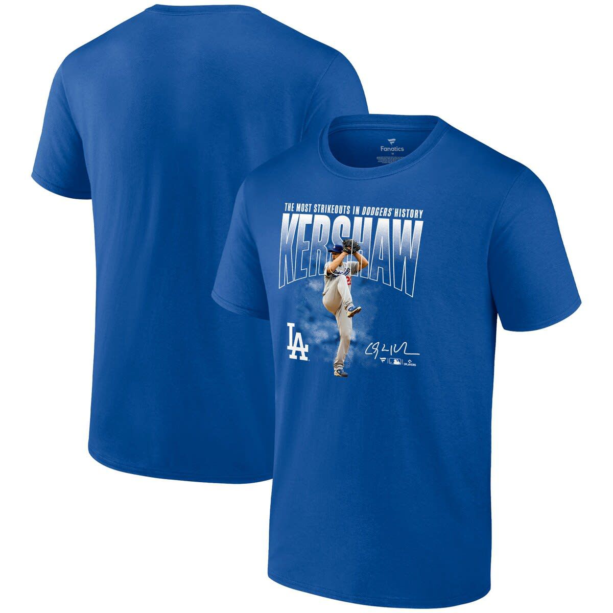 MLB Fanatics Clayton Kershaw Los Angeles Dodgers Most Strikeouts T-Shirt