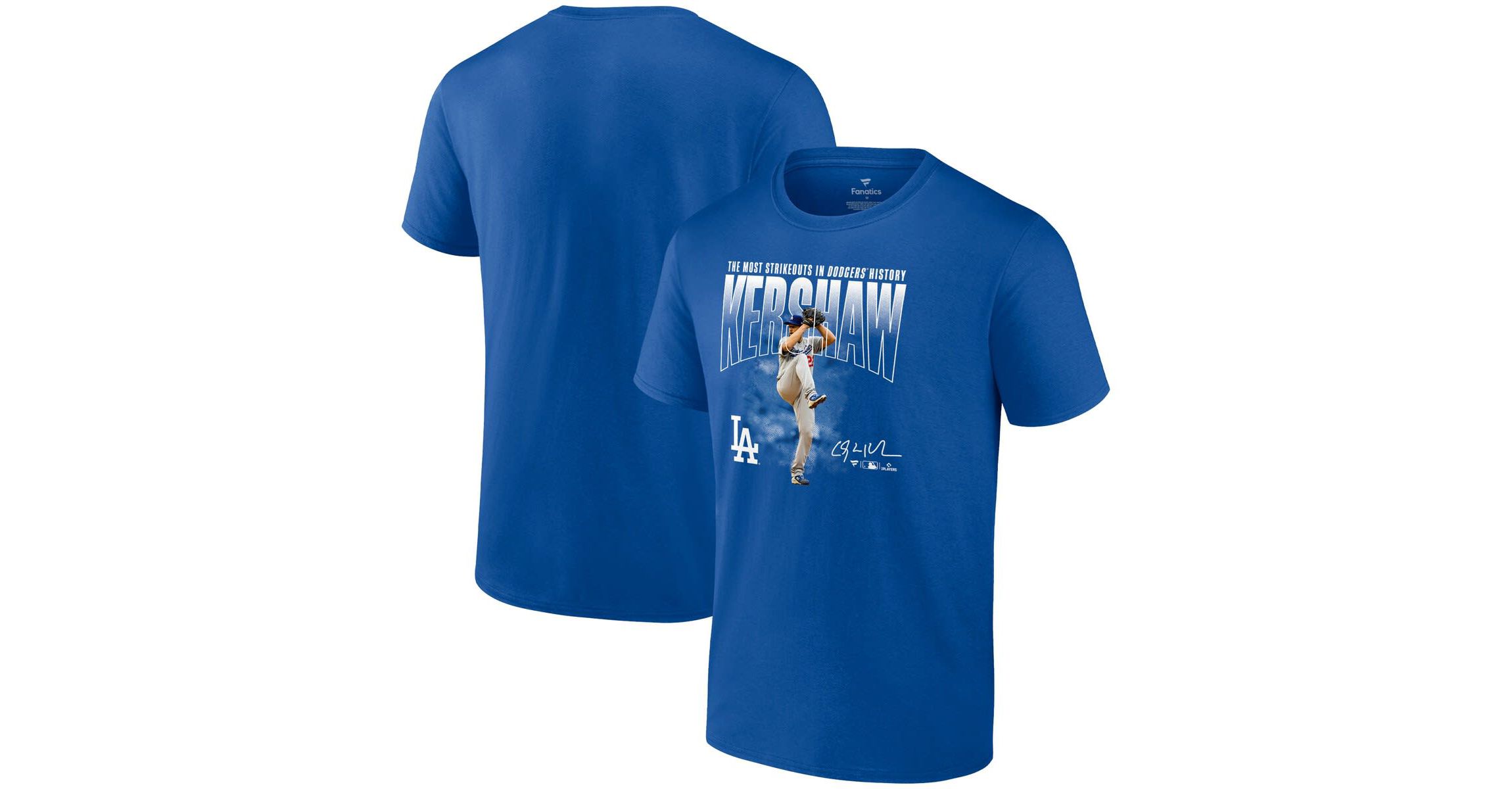 MLB Fanatics Clayton Kershaw Los Angeles Dodgers Most Strikeouts T-Shirt
