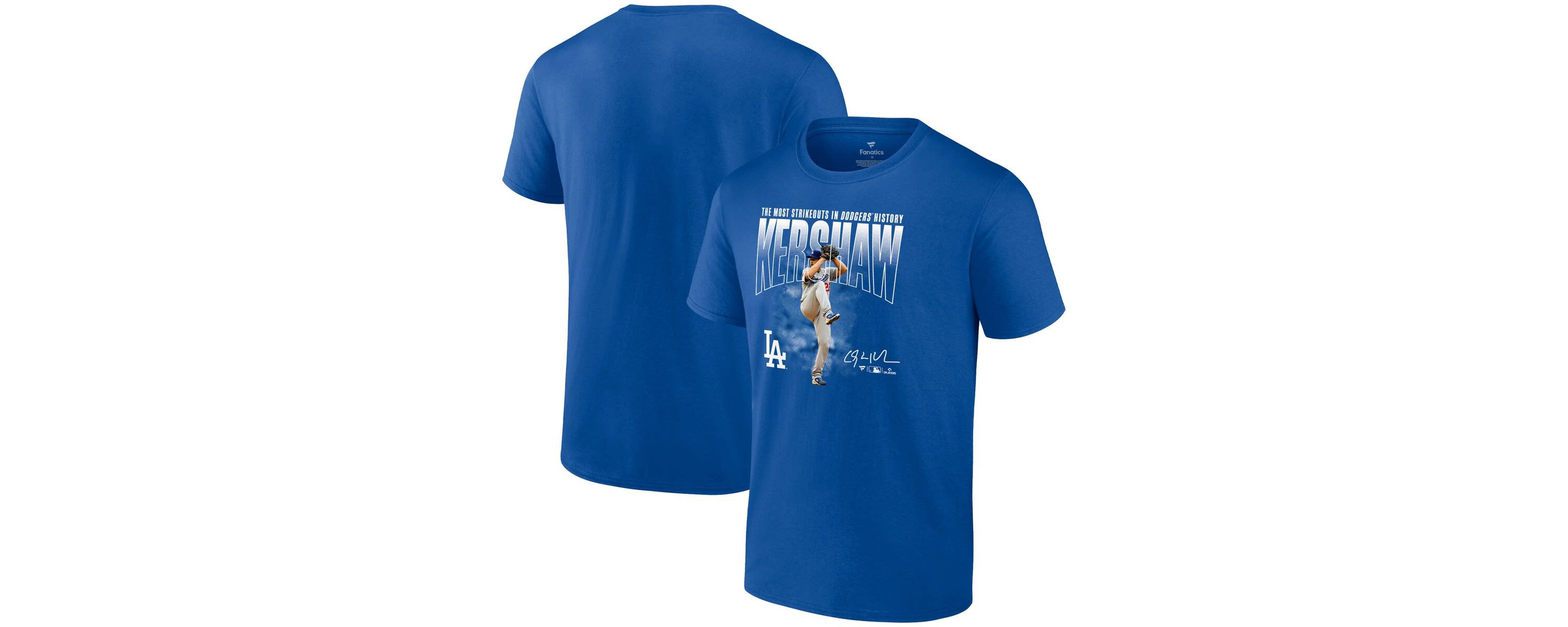 MLB Fanatics Clayton Kershaw Los Angeles Dodgers Most Strikeouts T-Shirt