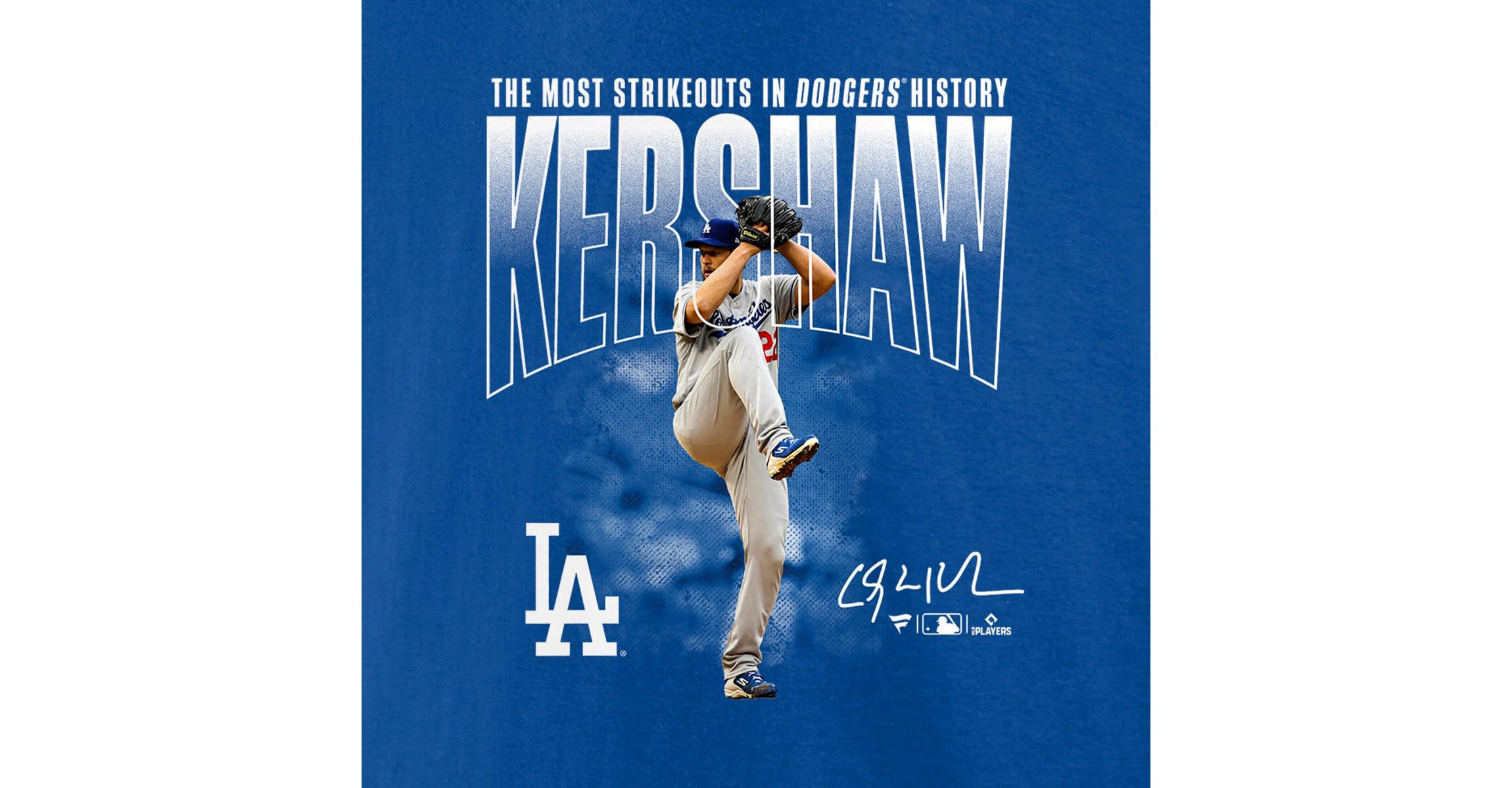 MLB Fanatics Clayton Kershaw Los Angeles Dodgers Most Strikeouts T-Shirt