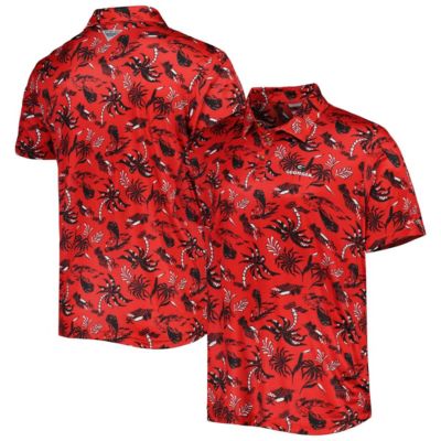 Columbia Men's NCAA Georgia Bulldogs Super Terminal Tackle Omni-Shade Polo, Red, Medium
