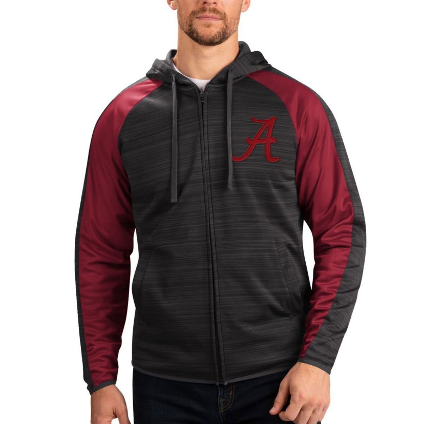 Alabama Crimson Tide NCAA Alabama Tide Neutral Zone Raglan Full-Zip Track Jacket Hoodie