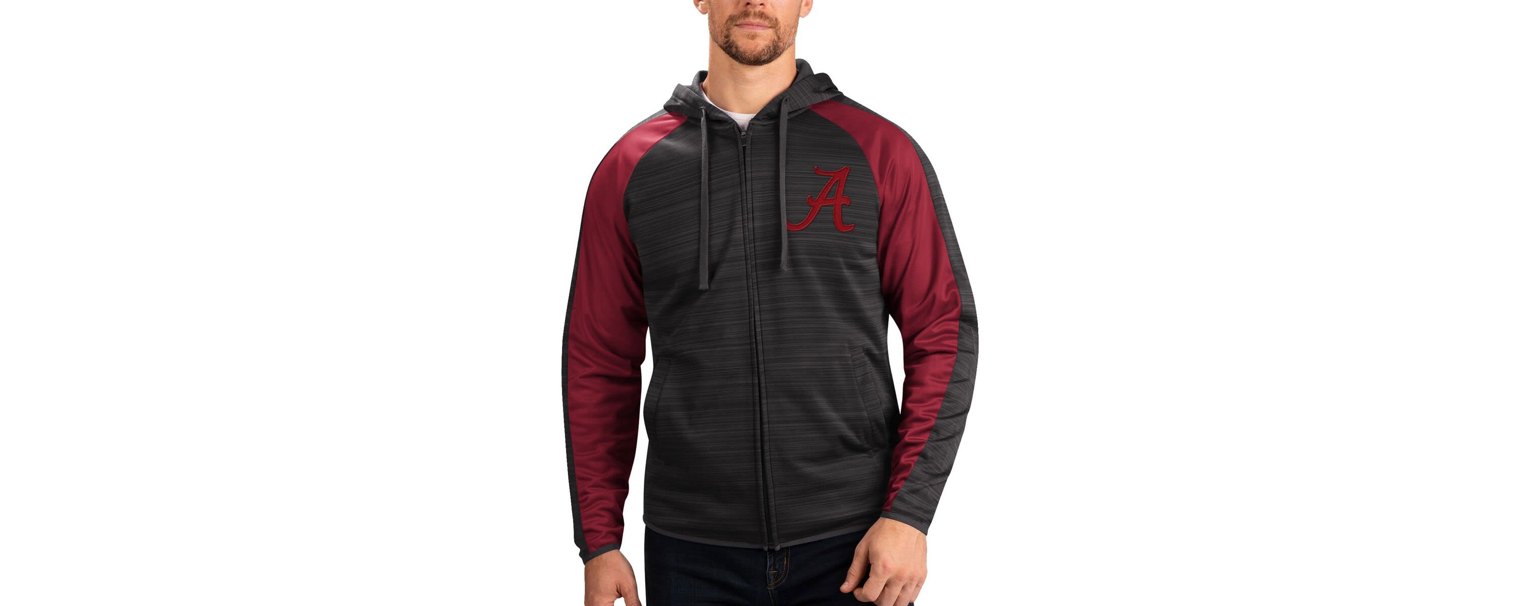 Alabama Crimson Tide NCAA Alabama Tide Neutral Zone Raglan Full-Zip Track Jacket Hoodie