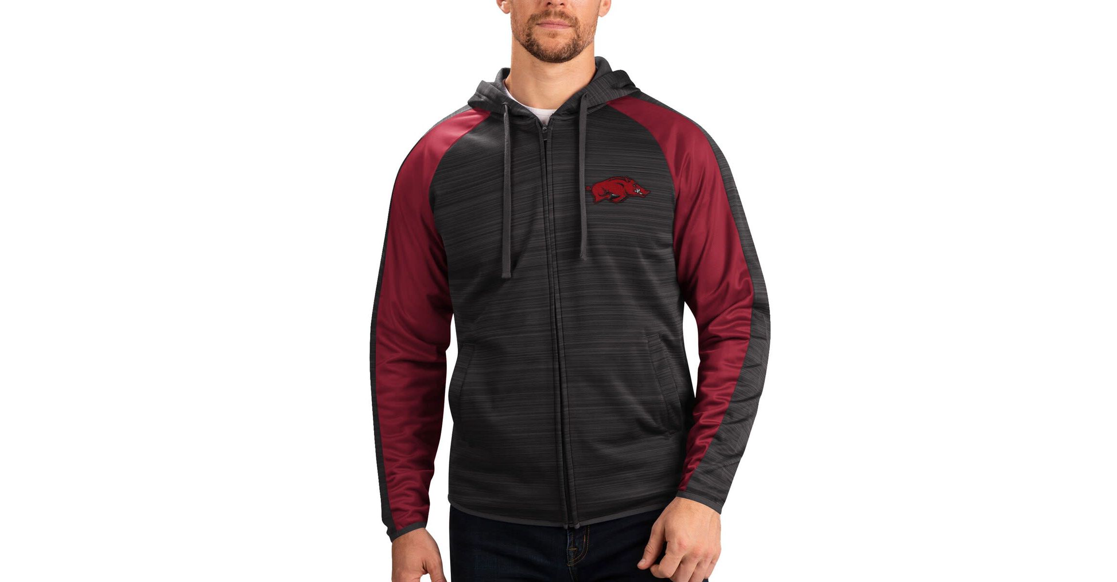 NCAA Arkansas Razorbacks Neutral Zone Raglan Full-Zip Track Jacket Hoodie