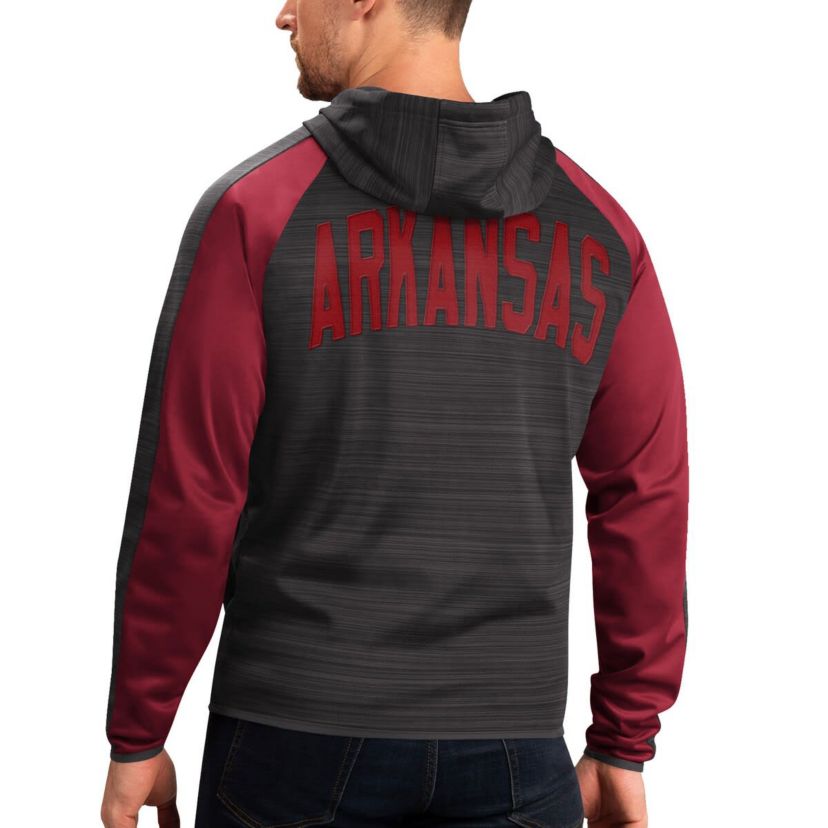NCAA Arkansas Razorbacks Neutral Zone Raglan Full-Zip Track Jacket Hoodie