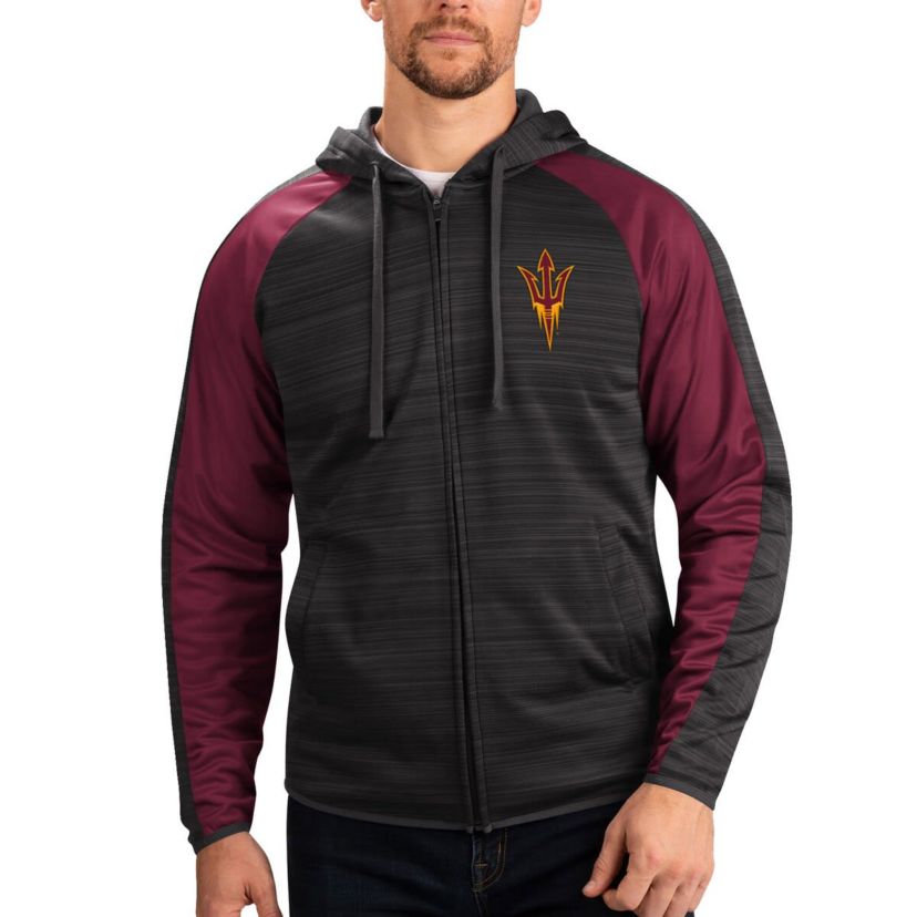 NCAA Arizona State Sun Devils Neutral Zone Raglan Full-Zip Track Jacket Hoodie
