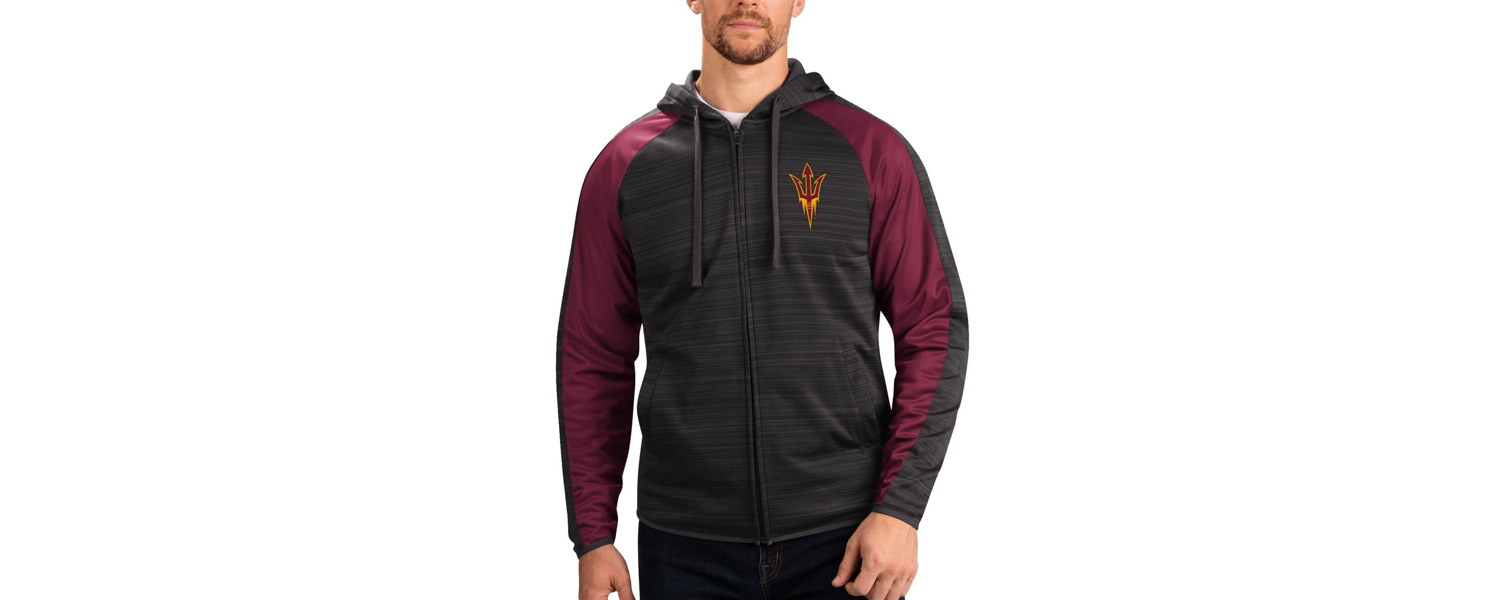 NCAA Arizona State Sun Devils Neutral Zone Raglan Full-Zip Track Jacket Hoodie