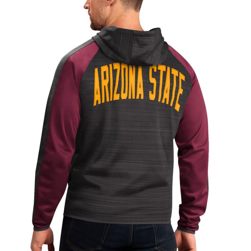 NCAA Arizona State Sun Devils Neutral Zone Raglan Full-Zip Track Jacket Hoodie