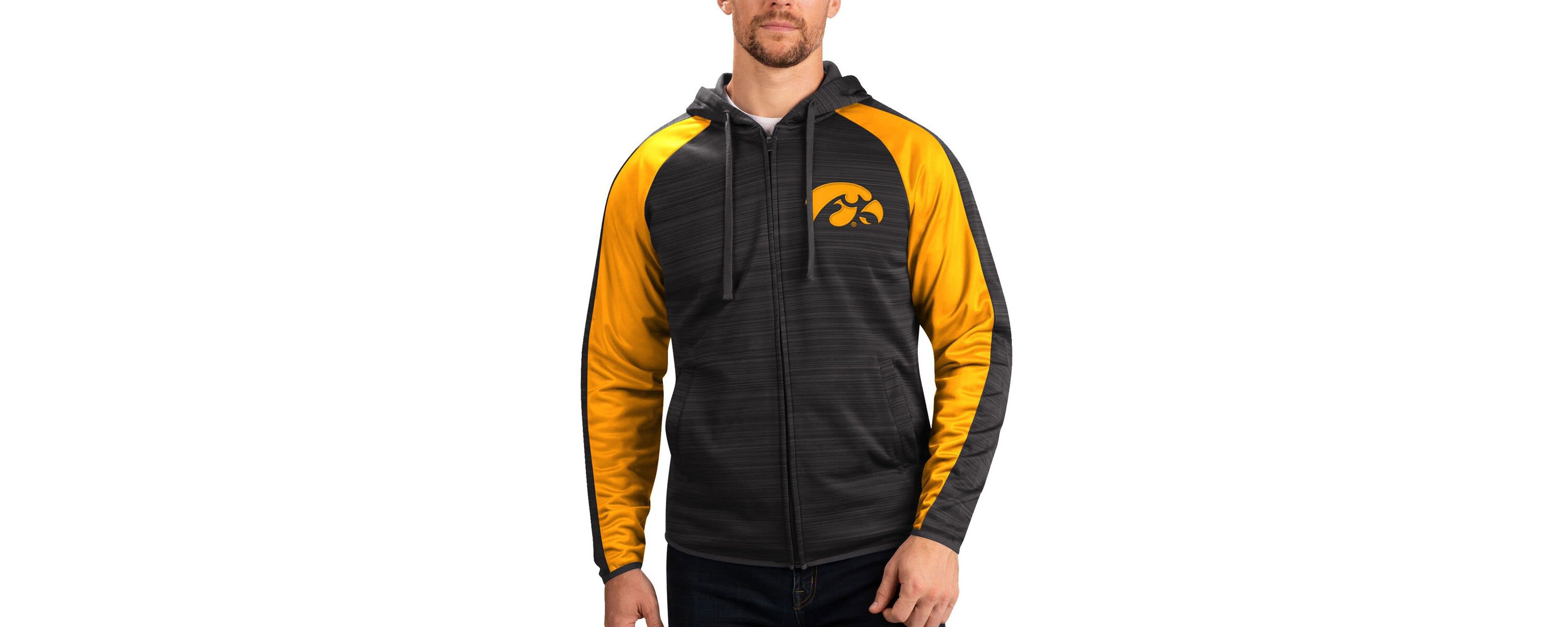 NCAA Iowa Hawkeyes Neutral Zone Raglan Full-Zip Track Jacket Hoodie
