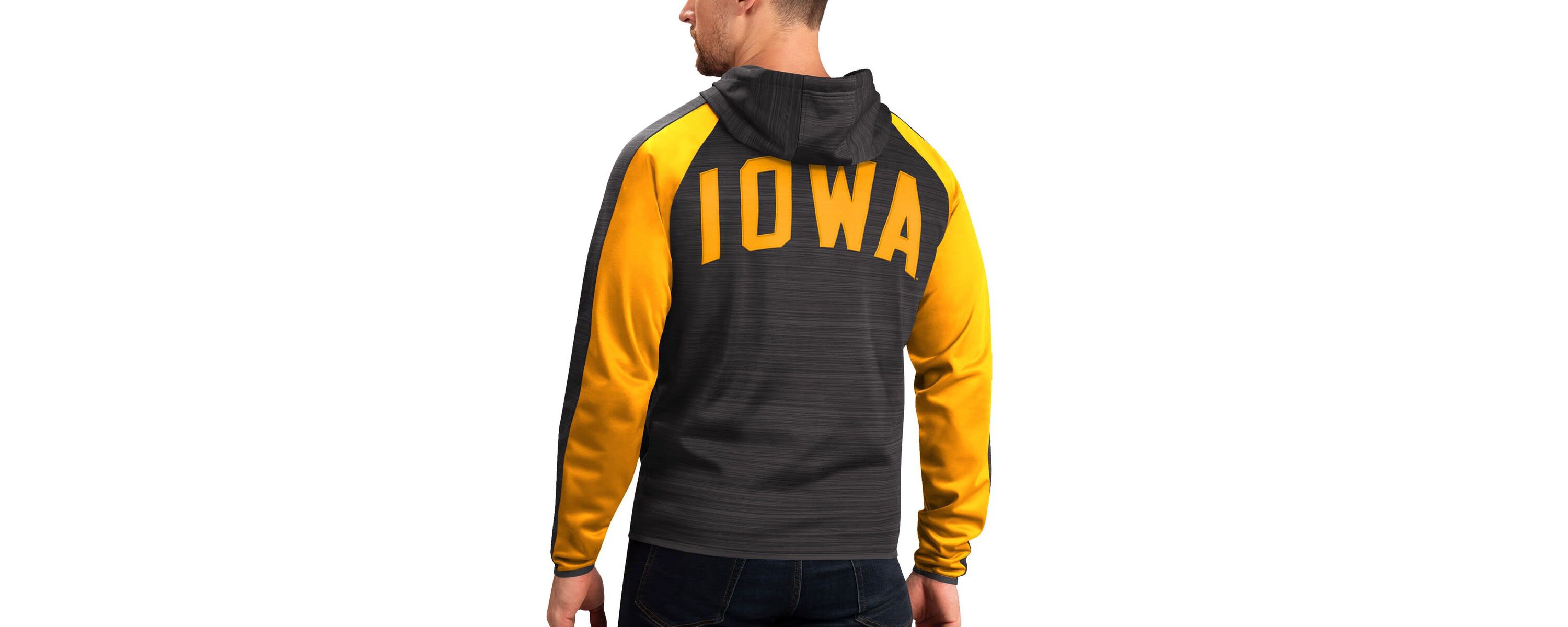 NCAA Iowa Hawkeyes Neutral Zone Raglan Full-Zip Track Jacket Hoodie