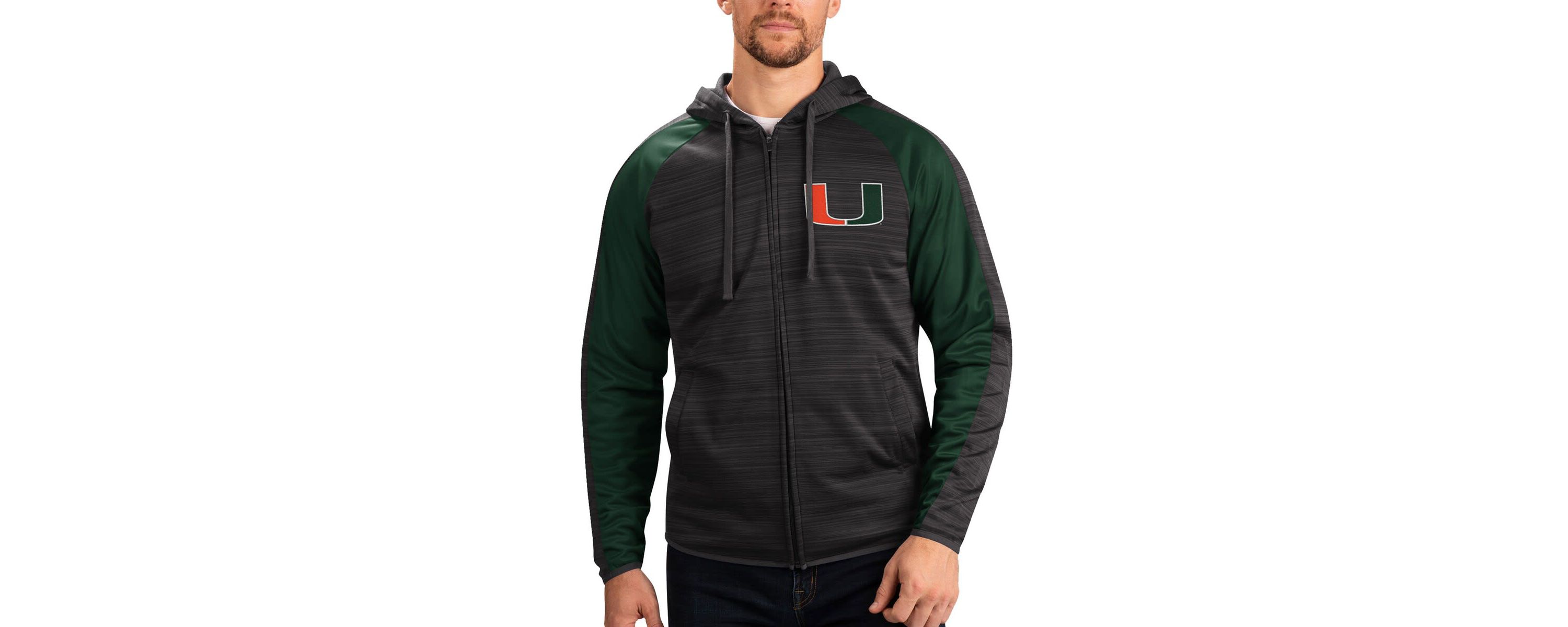 Miami (FL) Hurricanes NCAA Miami Hurricanes Neutral Zone Raglan Full-Zip Track Jacket Hoodie