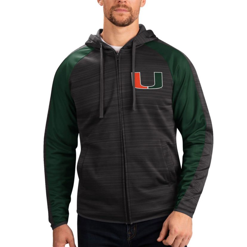 Miami (FL) Hurricanes NCAA Miami Hurricanes Neutral Zone Raglan Full-Zip Track Jacket Hoodie