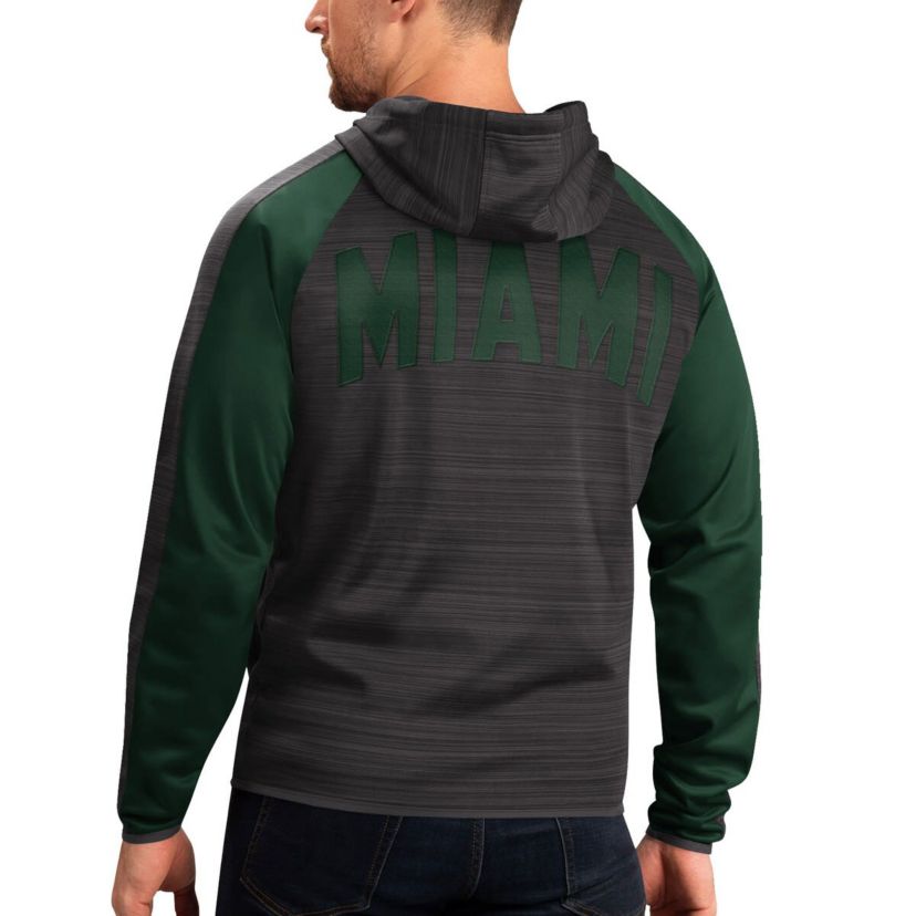 Miami (FL) Hurricanes NCAA Miami Hurricanes Neutral Zone Raglan Full-Zip Track Jacket Hoodie