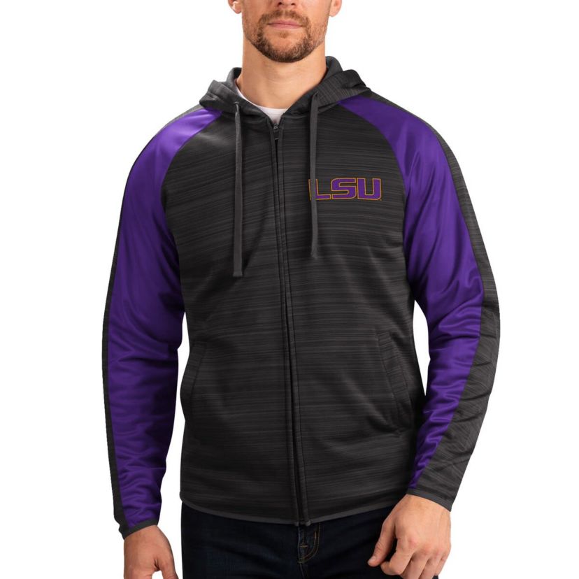 NCAA LSU Tigers Neutral Zone Raglan Full-Zip Track Jacket Hoodie