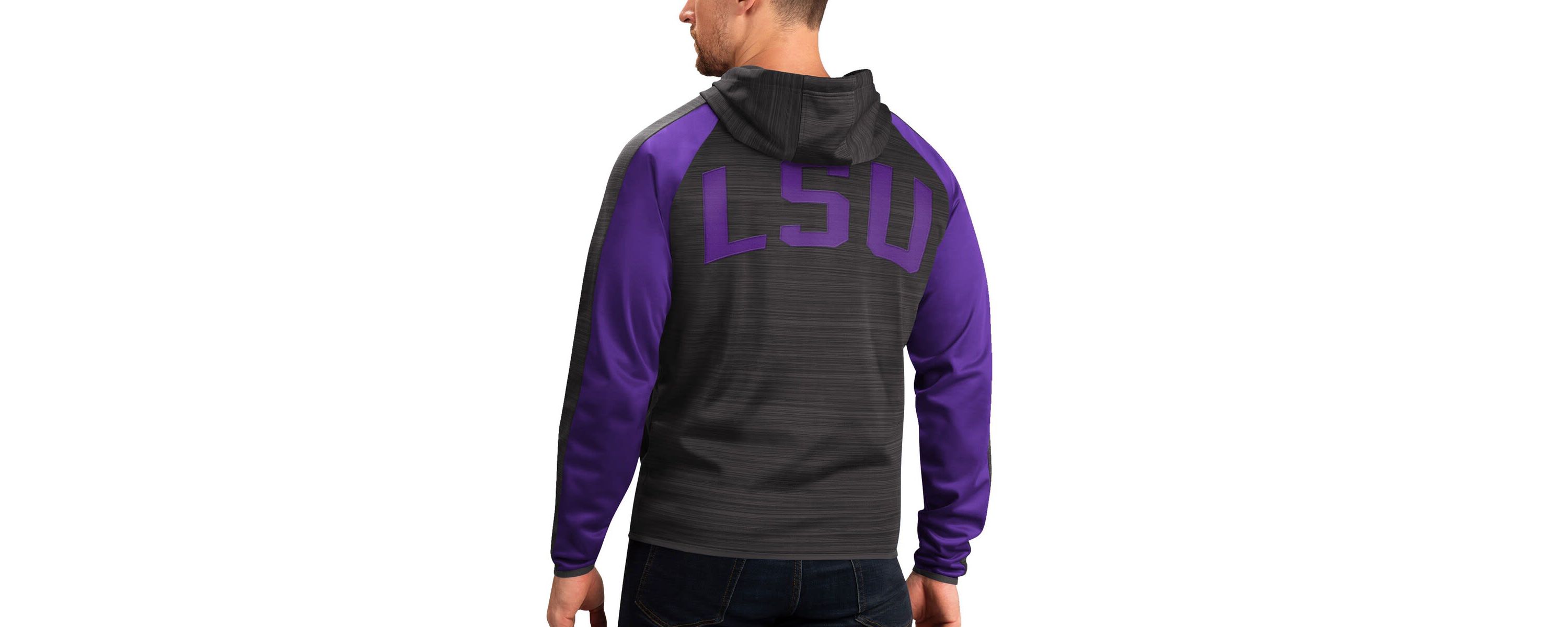 NCAA LSU Tigers Neutral Zone Raglan Full-Zip Track Jacket Hoodie