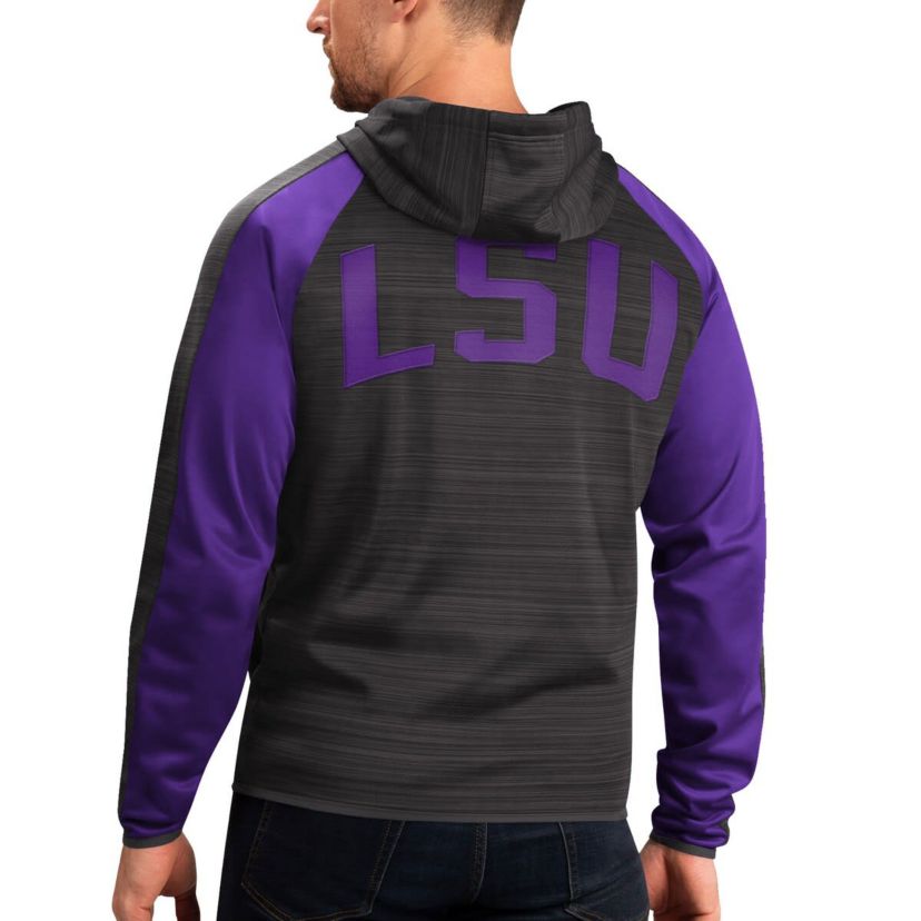 NCAA LSU Tigers Neutral Zone Raglan Full-Zip Track Jacket Hoodie