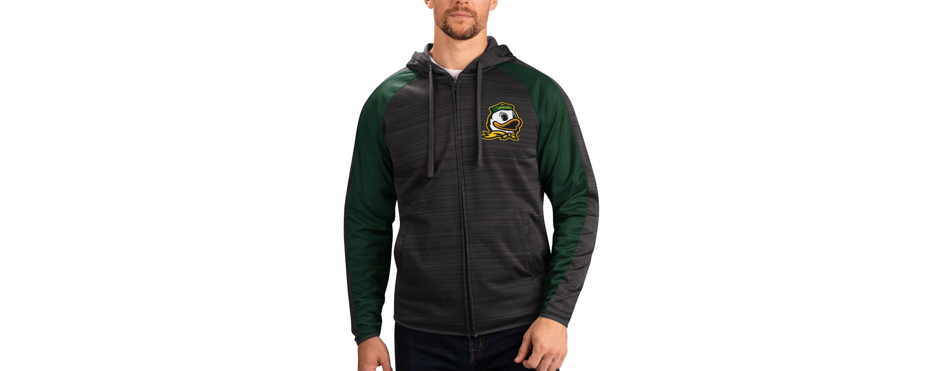 NCAA Oregon Ducks Neutral Zone Raglan Full-Zip Track Jacket Hoodie