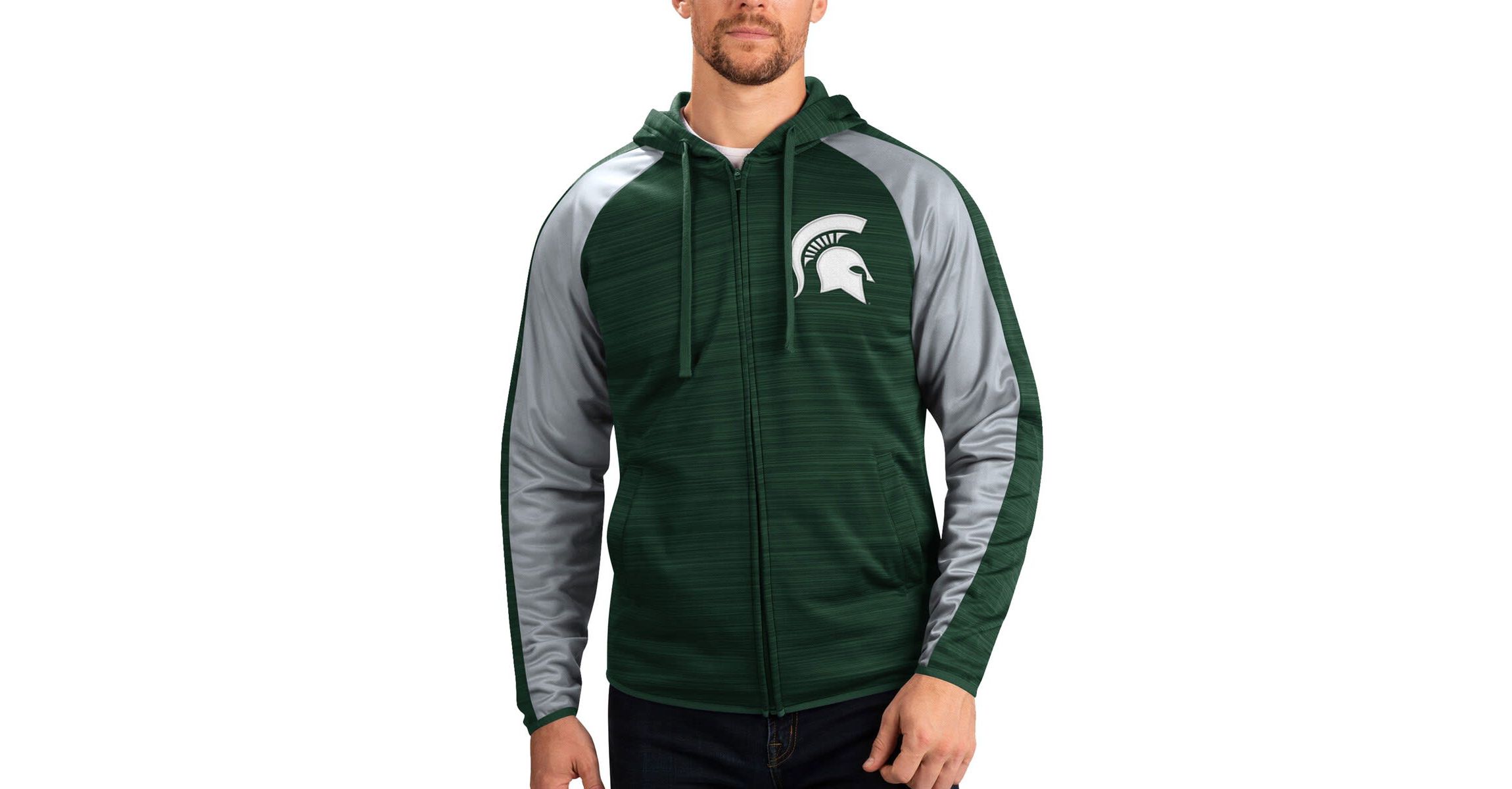 NCAA Michigan State Spartans Neutral Zone Raglan Full-Zip Track Jacket Hoodie